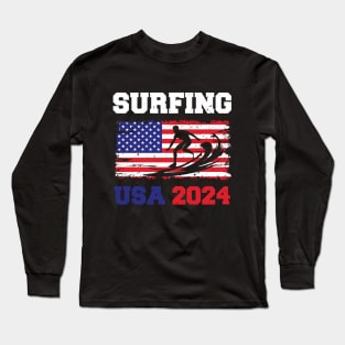 Surfing Sport Summer Games 2024 USA Long Sleeve T-Shirt